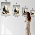 Geometric Mountain Forest in Gold metal wall art print, view 5