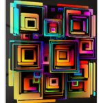 Neon Nested Squares metal wall art print