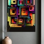 Neon Nested Squares metal wall art print, view 4