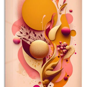 Amber Botanical Orbit metal wall art print
