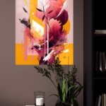Crimson Botanical Geometry metal wall art print, view 4