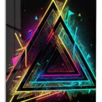Neon Prism Triangles metal wall art print