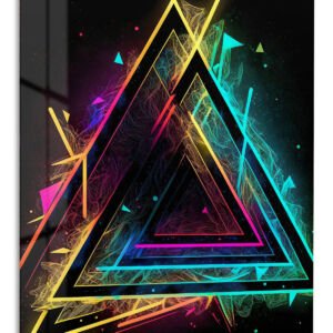 Neon Prism Triangles metal wall art print