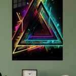 Neon Prism Triangles metal wall art print, view 4