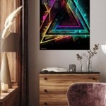 Neon Prism Triangles metal wall art print, view 5