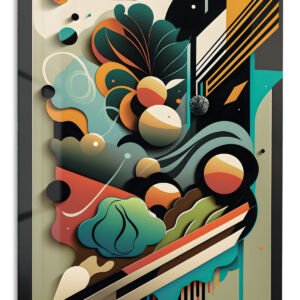 Layered Geometric Botanical Rhythm metal wall art print