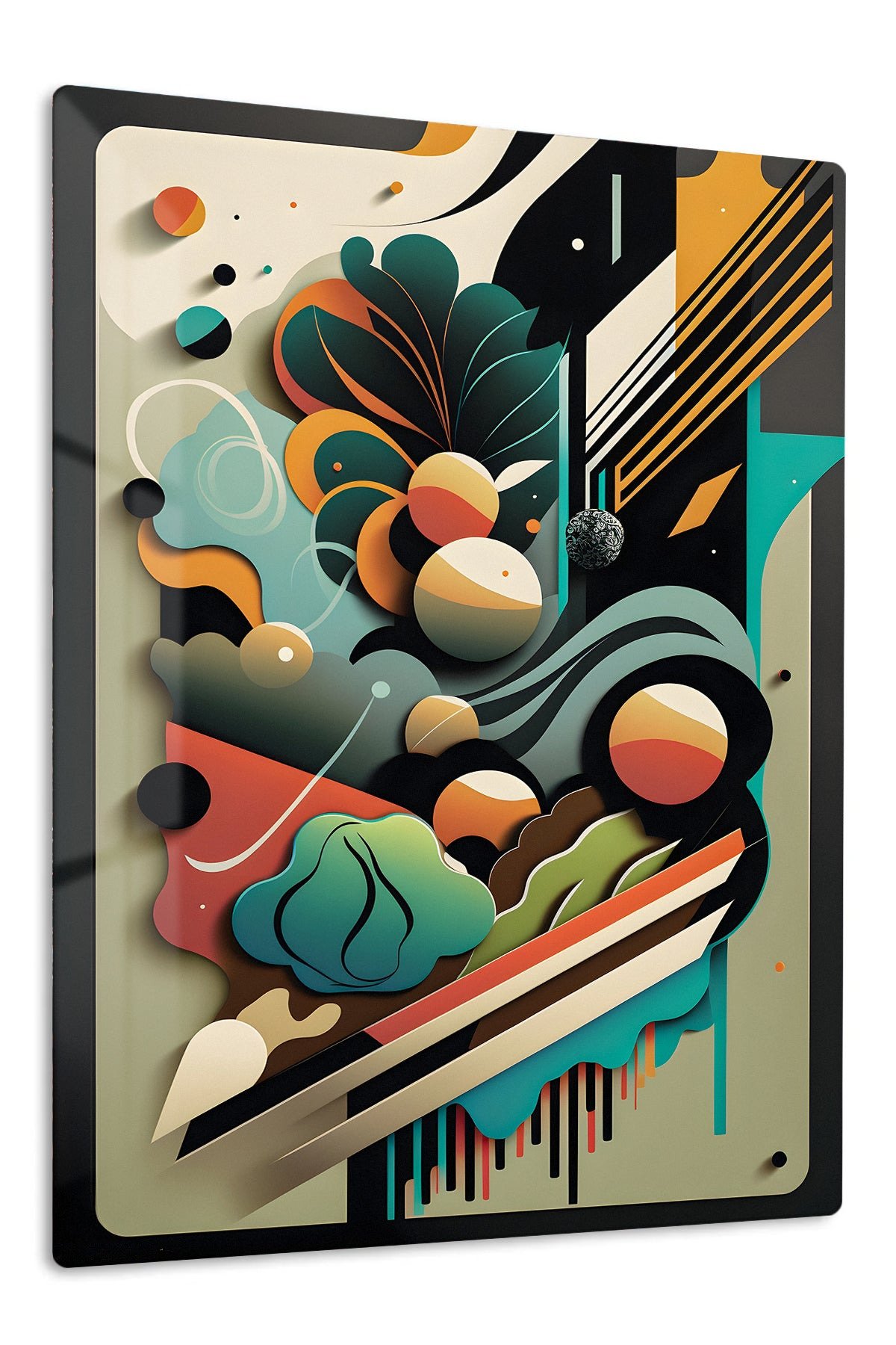 Layered Geometric Botanical Rhythm metal wall art print