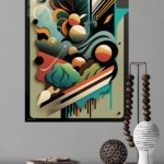 Layered Geometric Botanical Rhythm metal wall art print, view 4