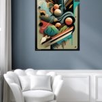 Layered Geometric Botanical Rhythm metal wall art print, view 5