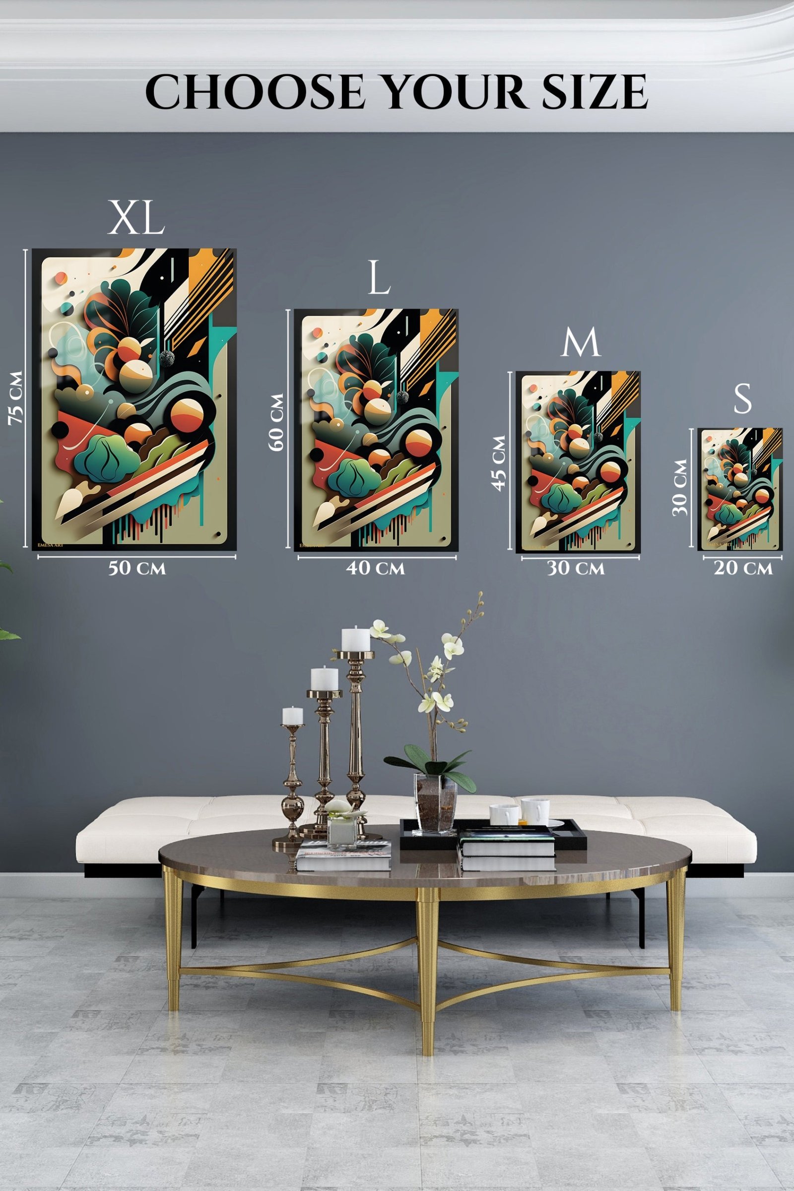 Layered Geometric Botanical Rhythm metal wall art print, view 6