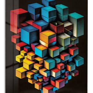 Chromatic Cube Cascade metal wall art print