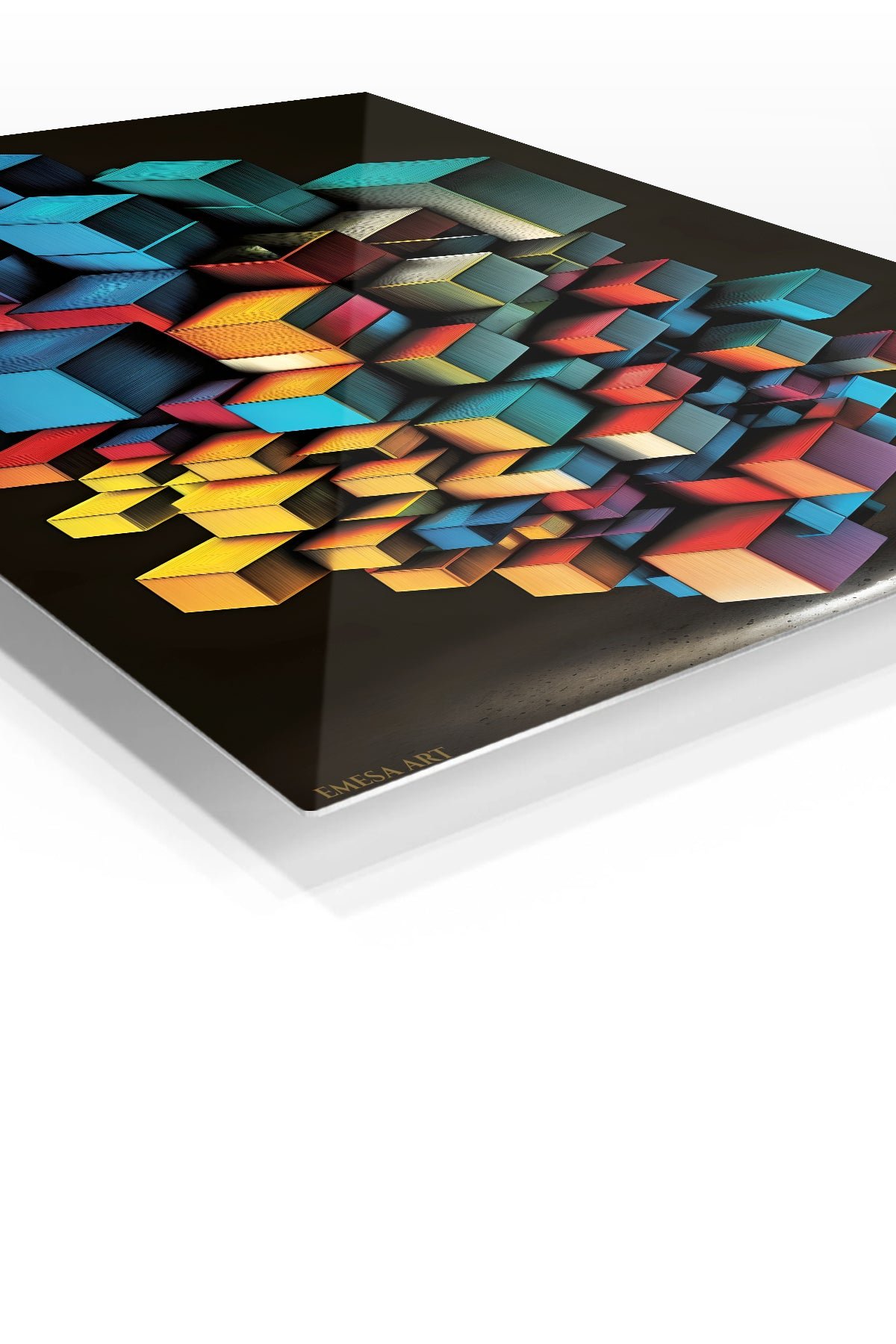 Chromatic Cube Cascade metal wall art print, view 2