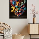 Chromatic Cube Cascade metal wall art print, view 5