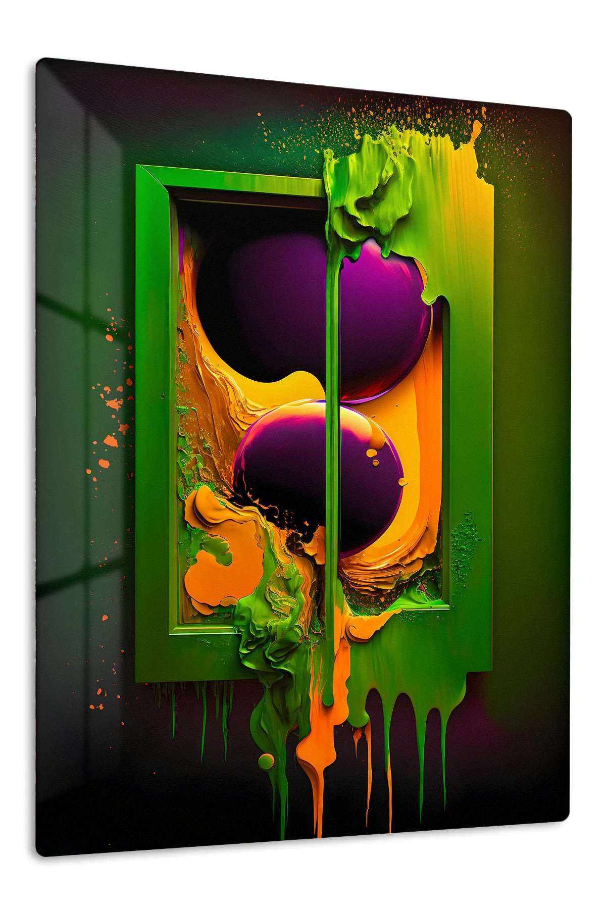 Neon Drip Dimension metal wall art print
