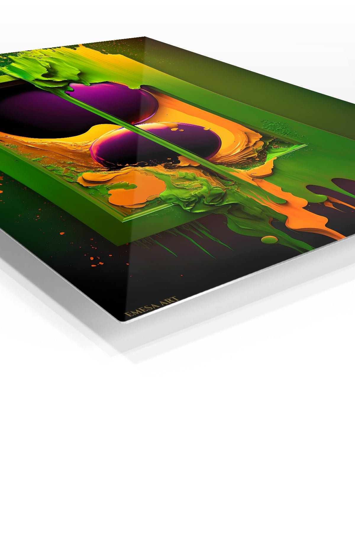 Neon Drip Dimension metal wall art print, view 2