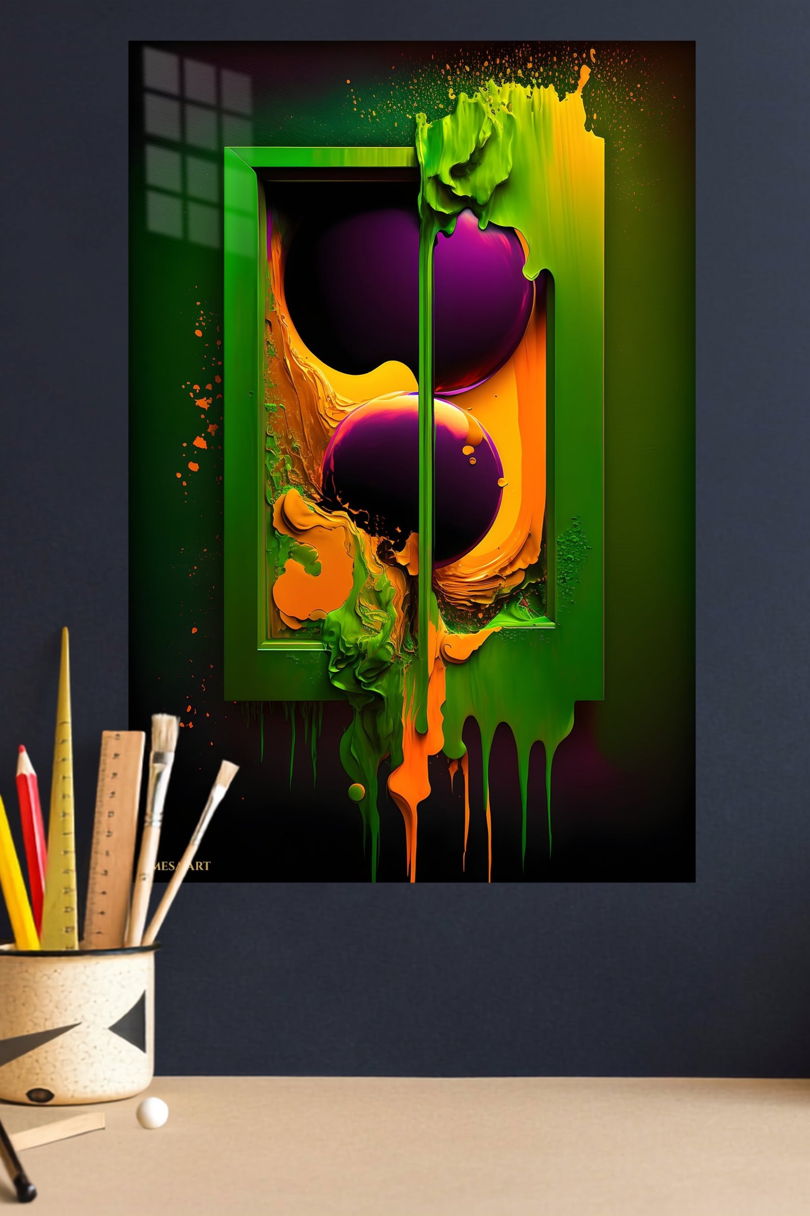 Neon Drip Dimension metal wall art print, view 4