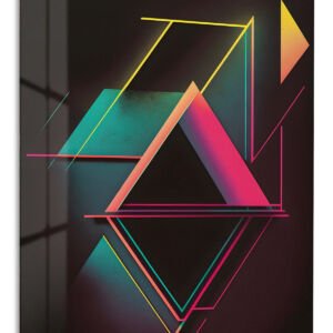 Neon Prism Geometry metal wall art print