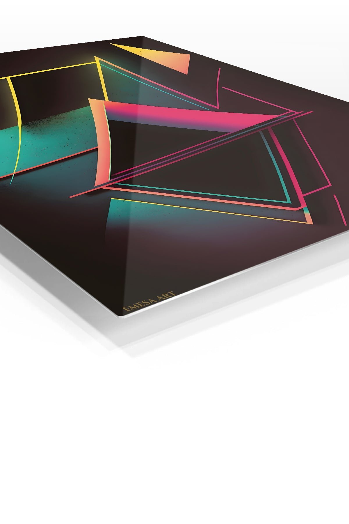 Neon Prism Geometry metal wall art print, view 2