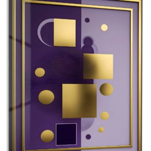 Gold Geometry on a Violet Divide metal wall art print