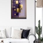 Gold Geometry on a Violet Divide metal wall art print, view 5