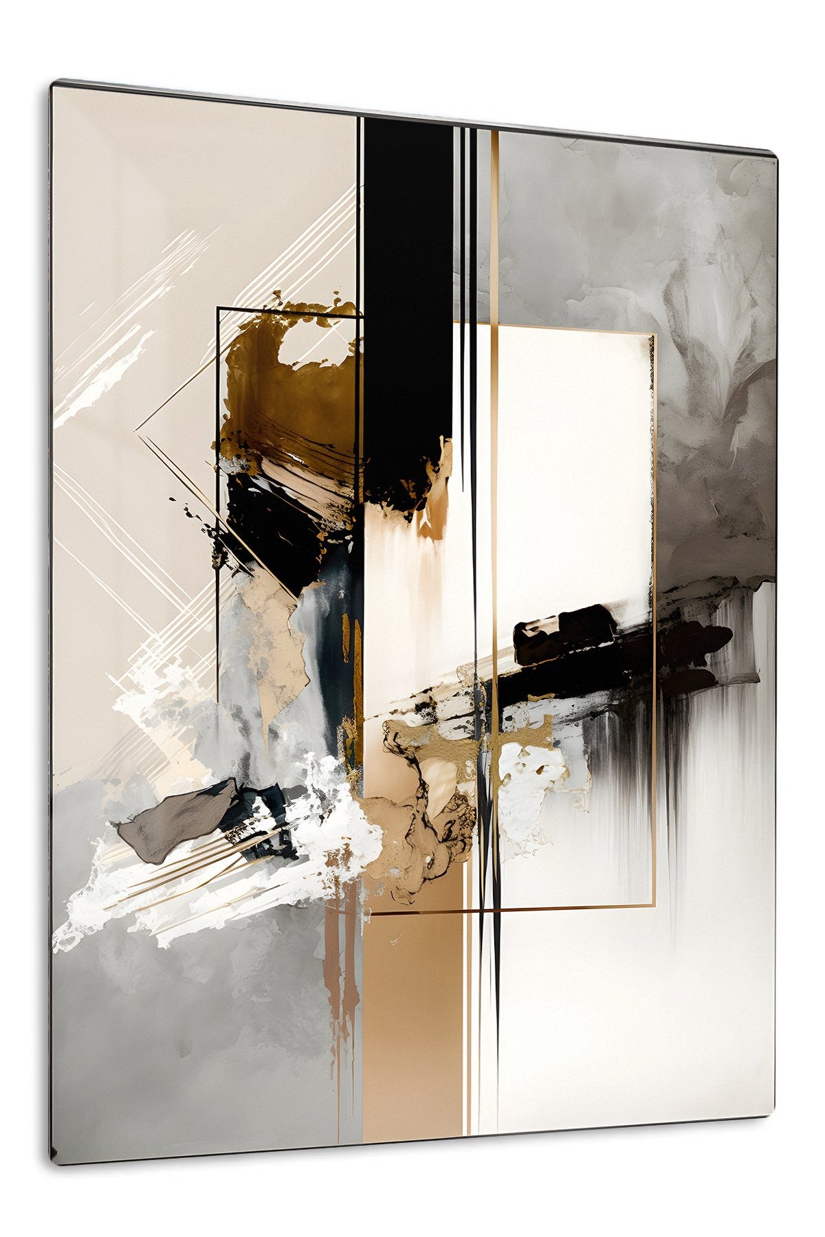 Gilded Geometry in Motion metal wall art print