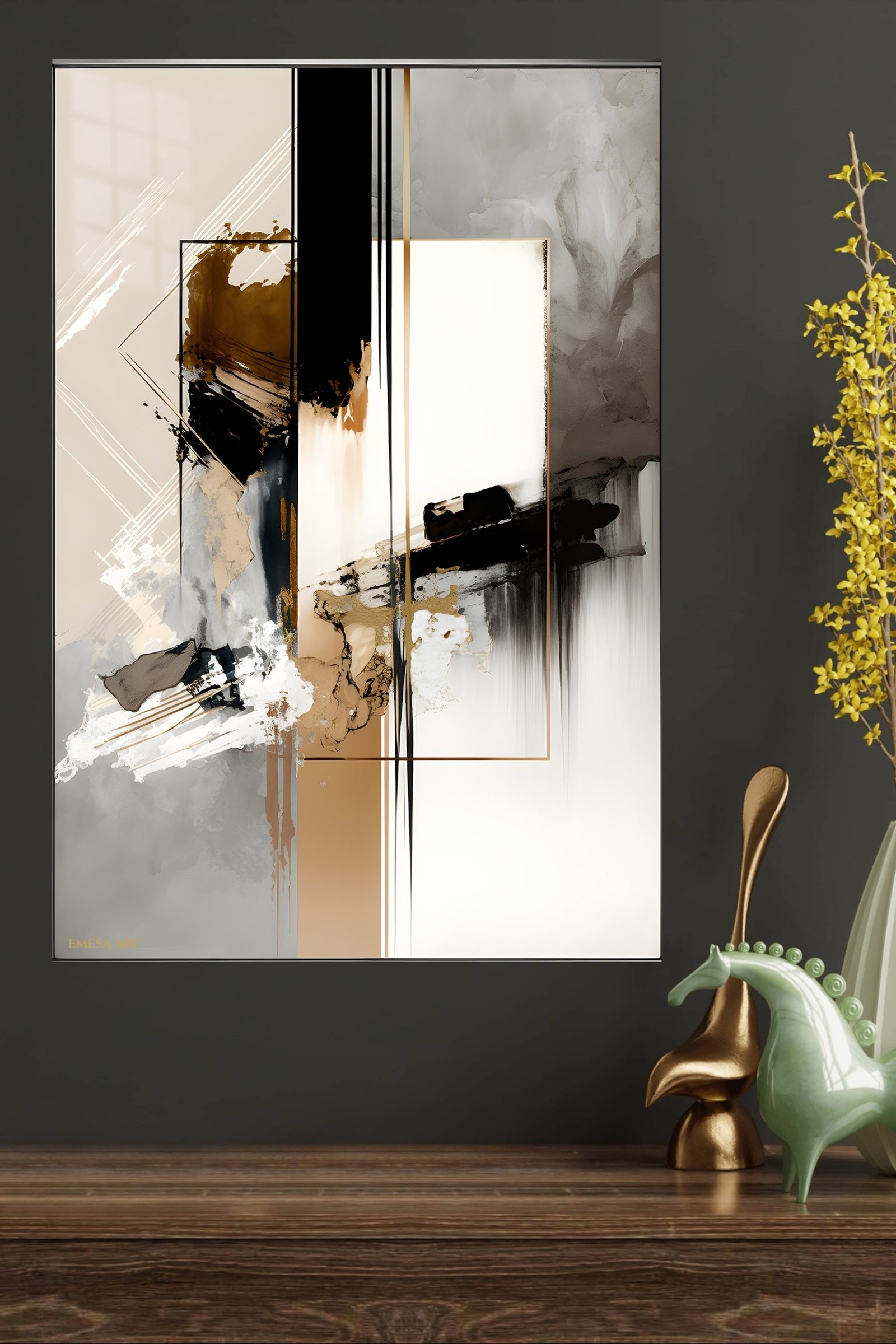 Gilded Geometry in Motion metal wall art print, view 4