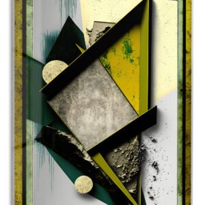 Obsidian Angles in Ochre metal wall art print