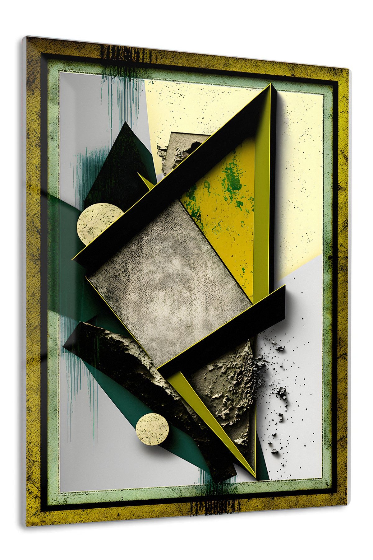 Obsidian Angles in Ochre metal wall art print