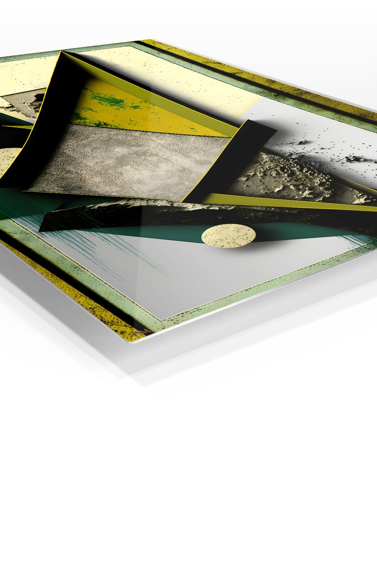 Obsidian Angles in Ochre metal wall art print, view 2