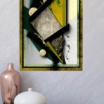 Obsidian Angles in Ochre metal wall art print, view 4