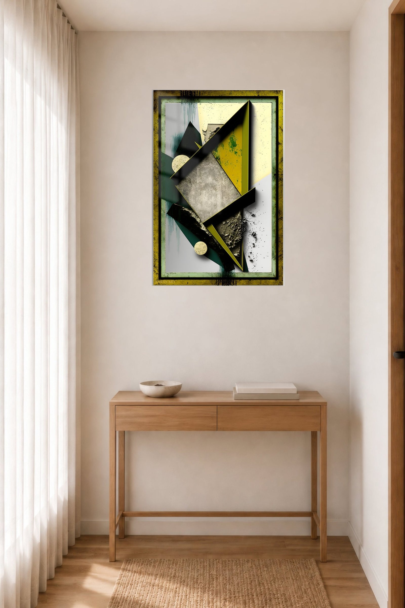 Obsidian Angles in Ochre metal wall art print, view 5