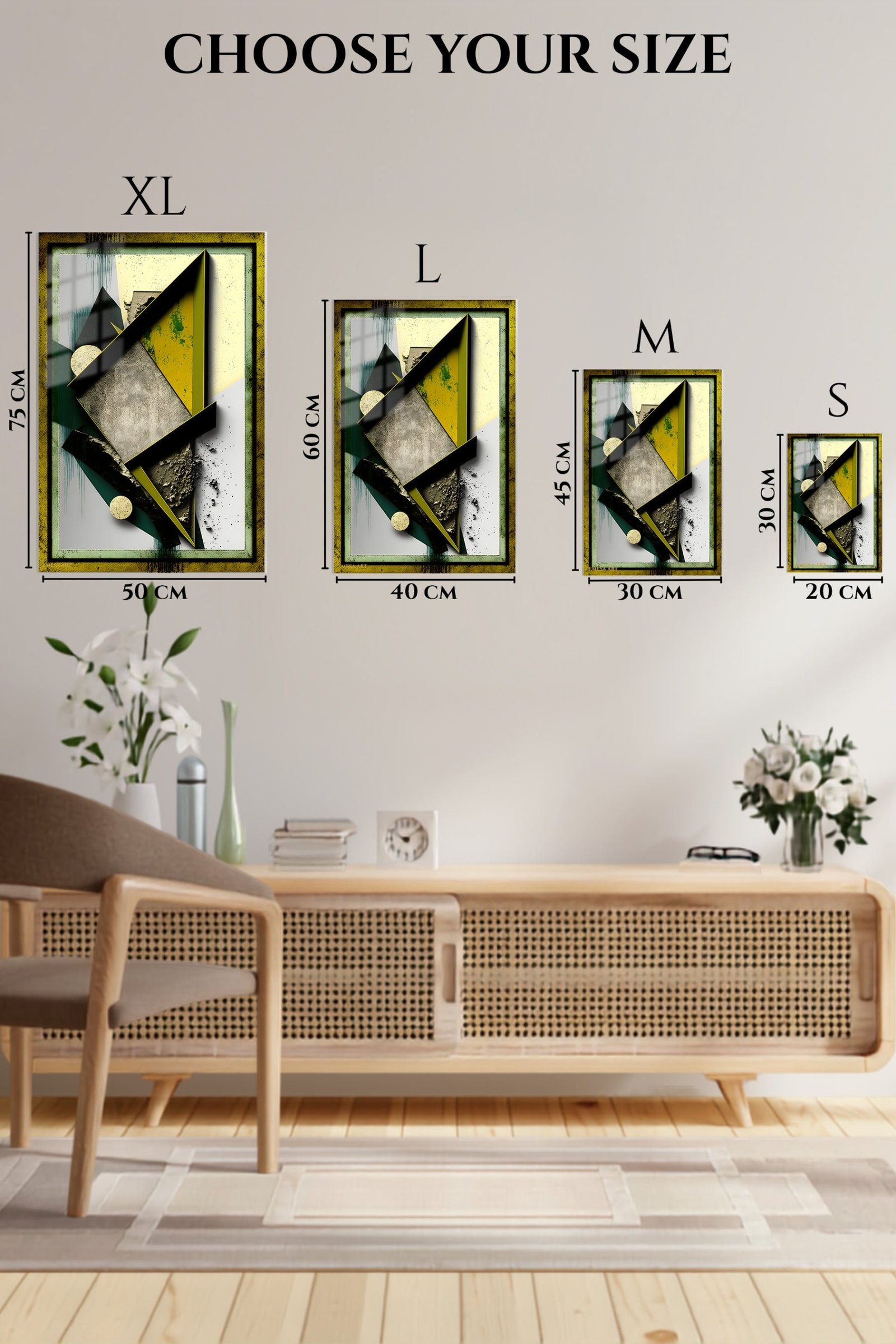 Obsidian Angles in Ochre metal wall art print, view 6