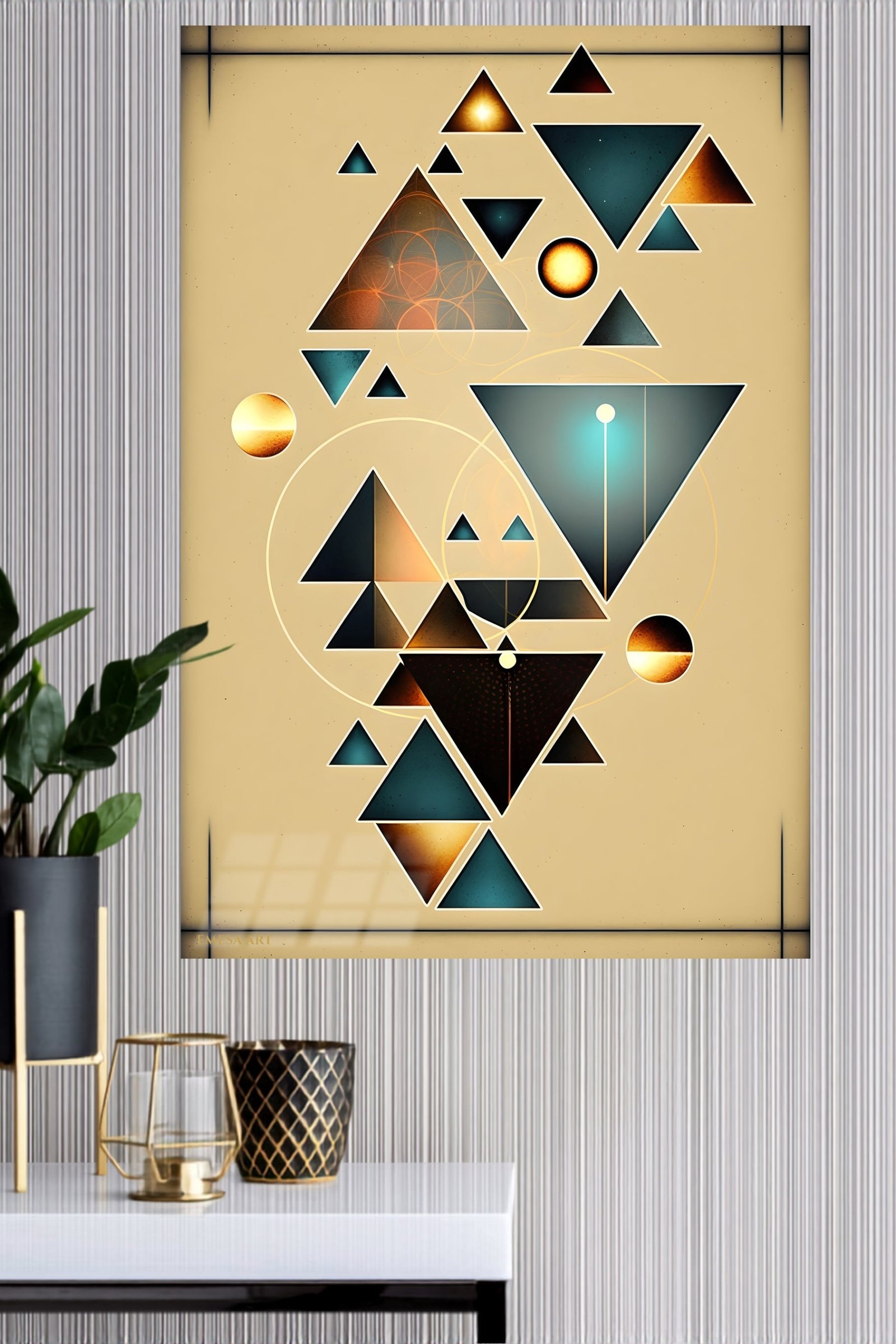Celestial Triangle Balance metal wall art print, view 4