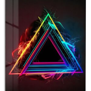 Neon Prism Triangle metal wall art print