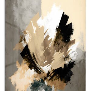 Obsidian and Ivory Brushwork metal wall art print