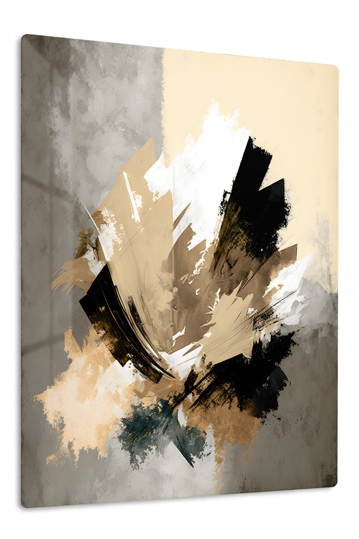 Obsidian and Ivory Brushwork metal wall art print