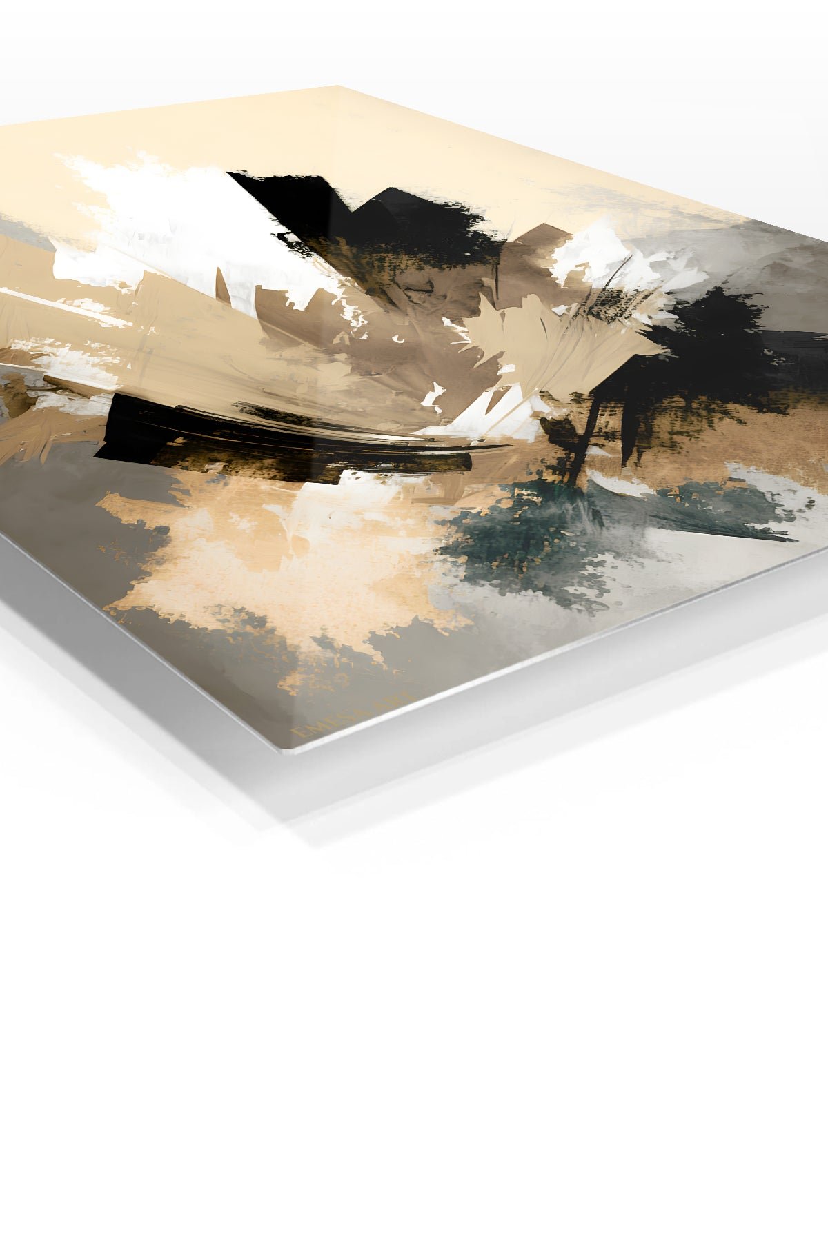 Obsidian and Ivory Brushwork metal wall art print, view 2