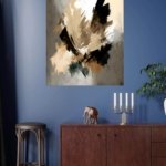 Obsidian and Ivory Brushwork metal wall art print, view 4