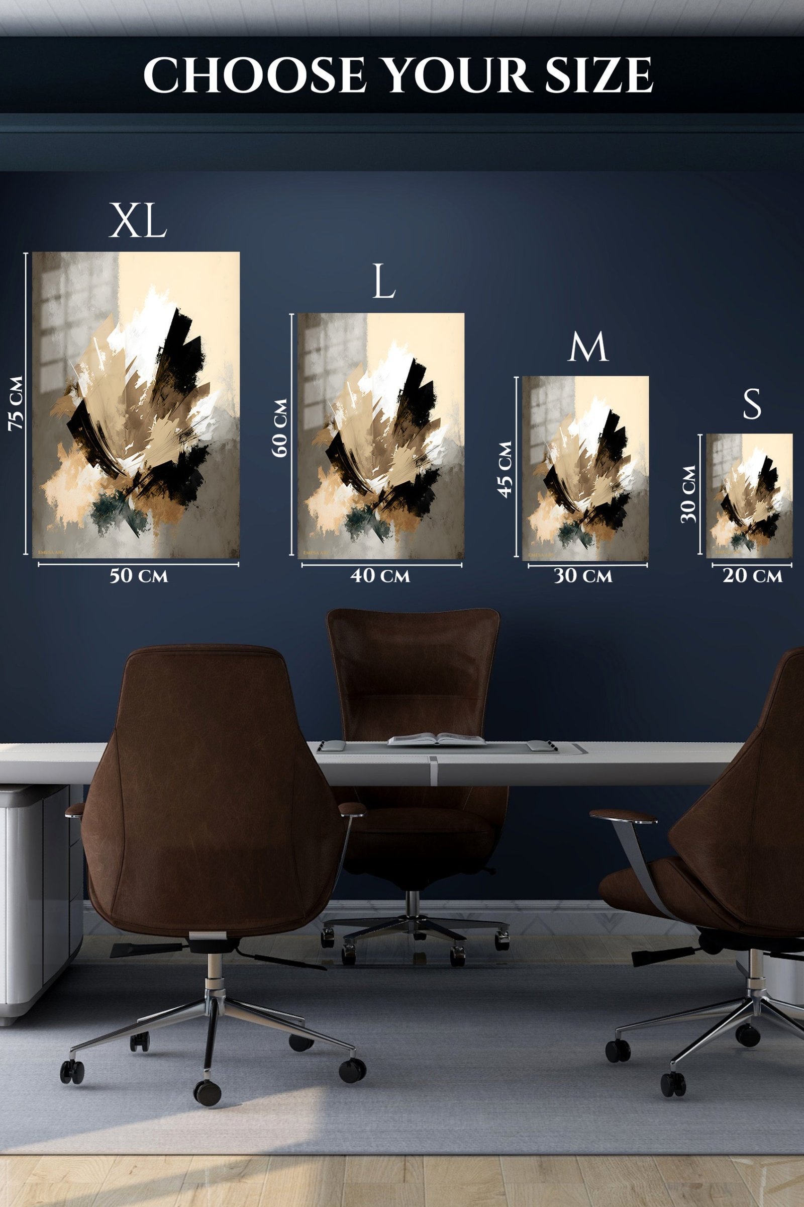 Obsidian and Ivory Brushwork metal wall art print, view 6