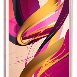 Golden Currents on Magenta metal wall art print