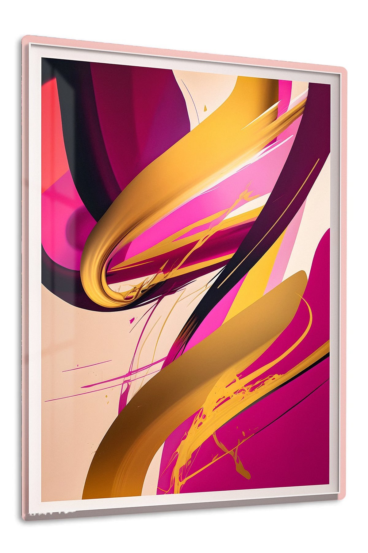 Golden Currents on Magenta metal wall art print