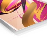 Golden Currents on Magenta metal wall art print, view 2