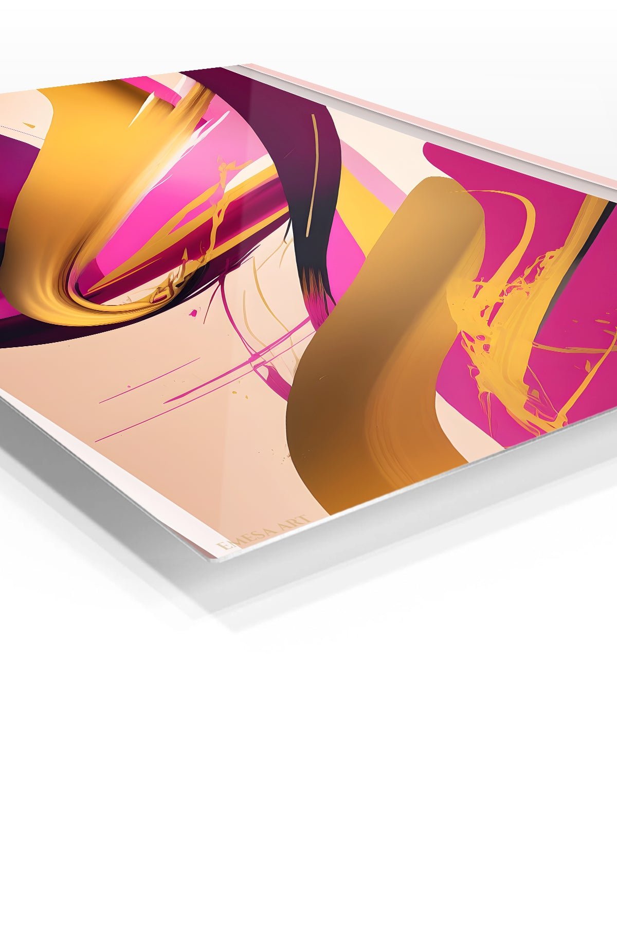Golden Currents on Magenta metal wall art print, view 2