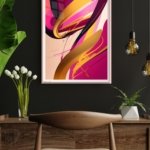 Golden Currents on Magenta metal wall art print, view 4