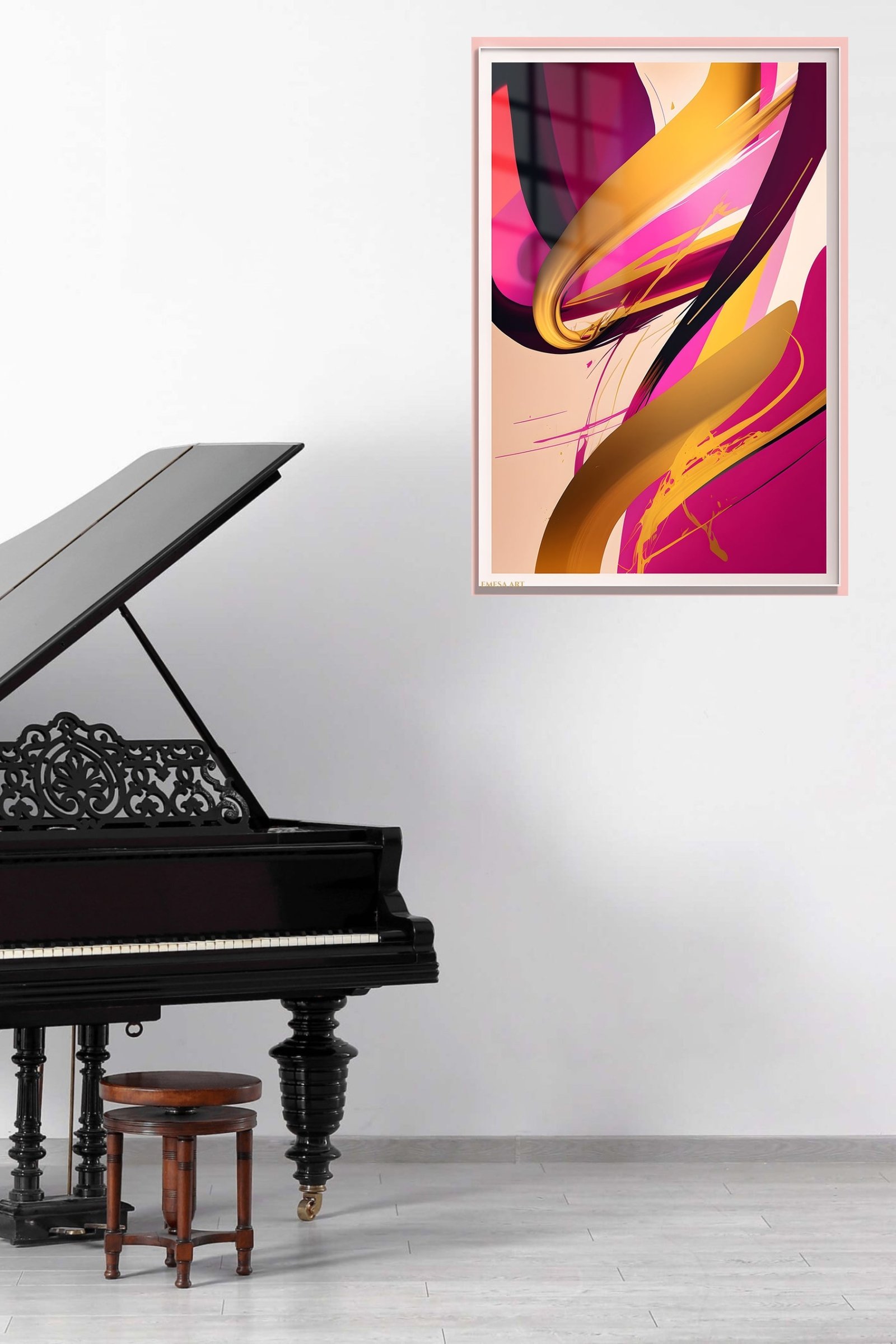 Golden Currents on Magenta metal wall art print, view 5