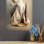 Layered Geometric Mountain Moon metal wall art print, view 4