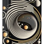 Golden Orbital Spiral metal wall art print