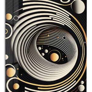 Golden Orbital Spiral metal wall art print