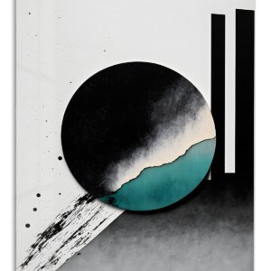 Teal Eclipse Geometry metal wall art print