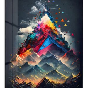 Prismatic Mountain Ascent metal wall art print
